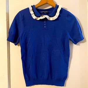 Mod Cloth Electric Blue Ruffle Neck Top